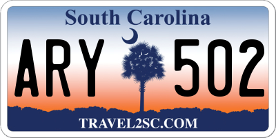 SC license plate ARY502