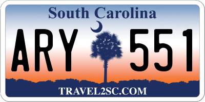SC license plate ARY551