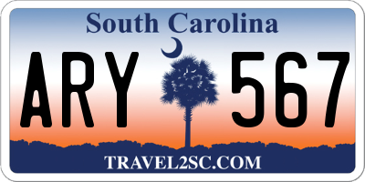 SC license plate ARY567
