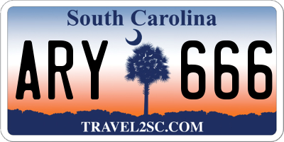 SC license plate ARY666