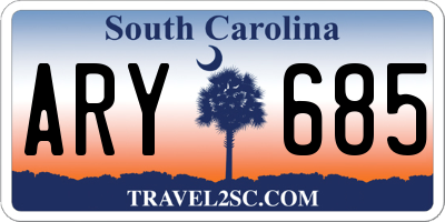 SC license plate ARY685