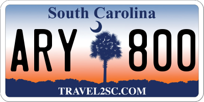 SC license plate ARY800