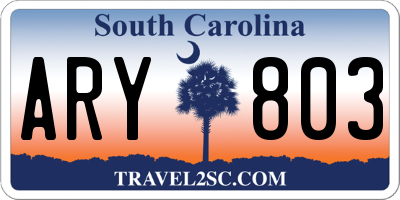 SC license plate ARY803
