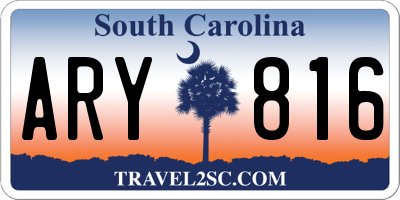 SC license plate ARY816
