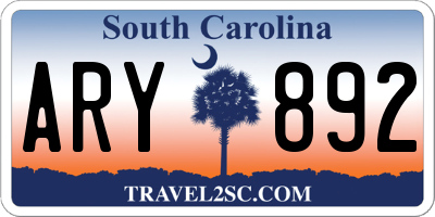 SC license plate ARY892