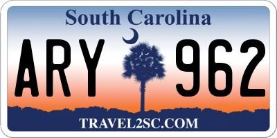 SC license plate ARY962