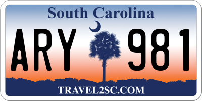 SC license plate ARY981
