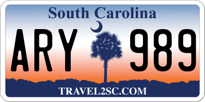SC license plate ARY989
