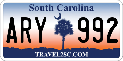 SC license plate ARY992