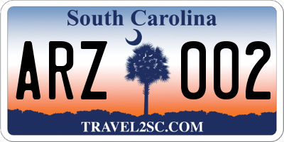 SC license plate ARZ002