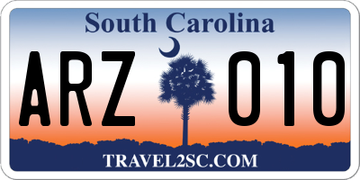 SC license plate ARZ010