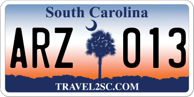 SC license plate ARZ013