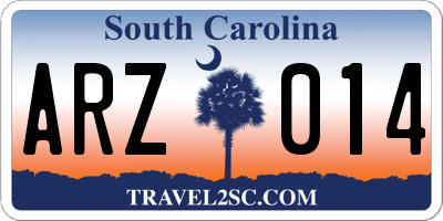 SC license plate ARZ014