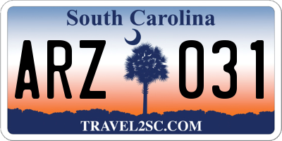 SC license plate ARZ031