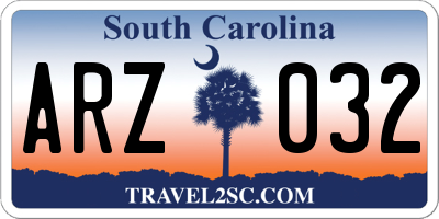 SC license plate ARZ032