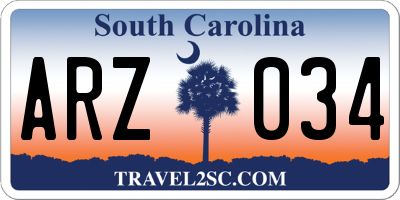SC license plate ARZ034