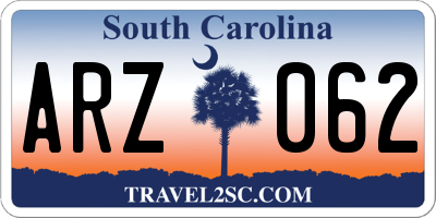 SC license plate ARZ062
