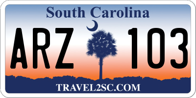 SC license plate ARZ103