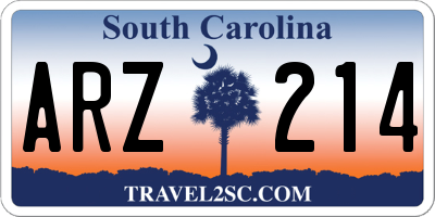 SC license plate ARZ214