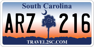 SC license plate ARZ216