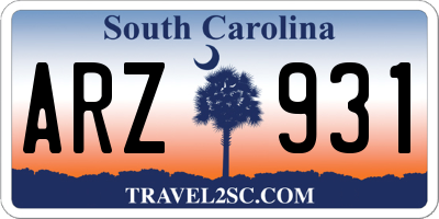 SC license plate ARZ931