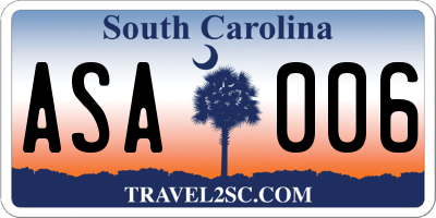 SC license plate ASA006