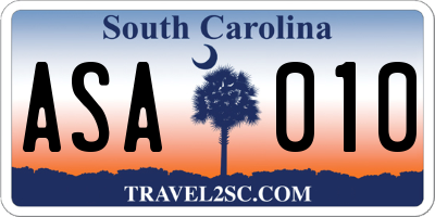 SC license plate ASA010