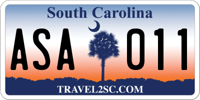 SC license plate ASA011