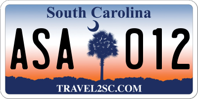 SC license plate ASA012