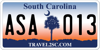 SC license plate ASA013