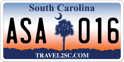 SC license plate ASA016