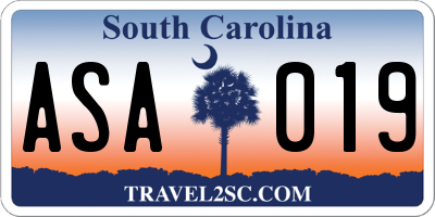 SC license plate ASA019