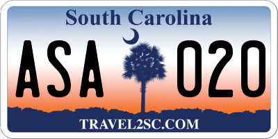 SC license plate ASA020