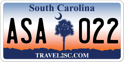 SC license plate ASA022