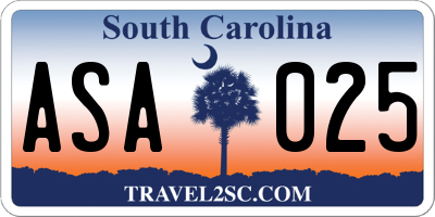 SC license plate ASA025