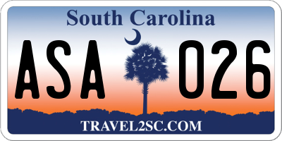 SC license plate ASA026