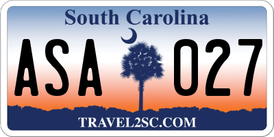 SC license plate ASA027