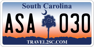 SC license plate ASA030