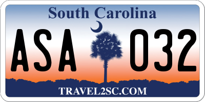 SC license plate ASA032