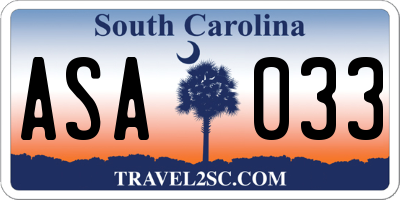 SC license plate ASA033
