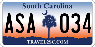 SC license plate ASA034