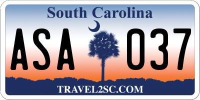 SC license plate ASA037