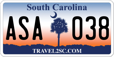 SC license plate ASA038
