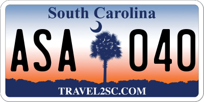 SC license plate ASA040
