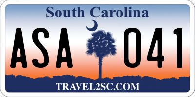 SC license plate ASA041
