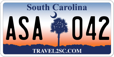 SC license plate ASA042