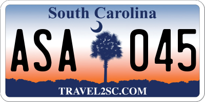 SC license plate ASA045
