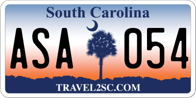 SC license plate ASA054