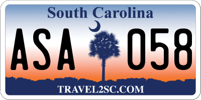 SC license plate ASA058