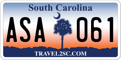 SC license plate ASA061
